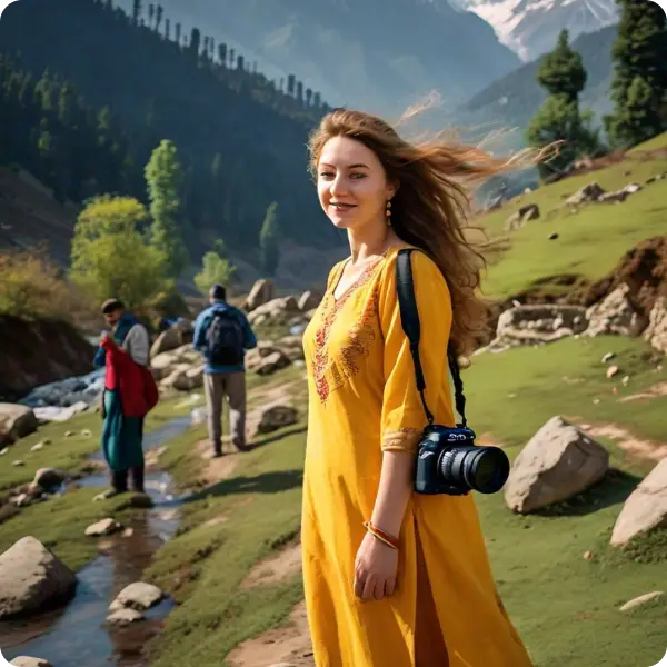 female Tourist Smiling In Sonamarg